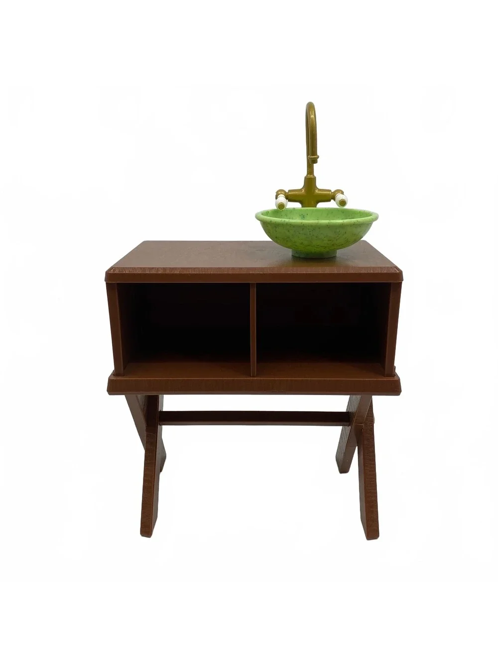 American Girl Brown Green Kira Vanity Table and Bathroom Sink | OS